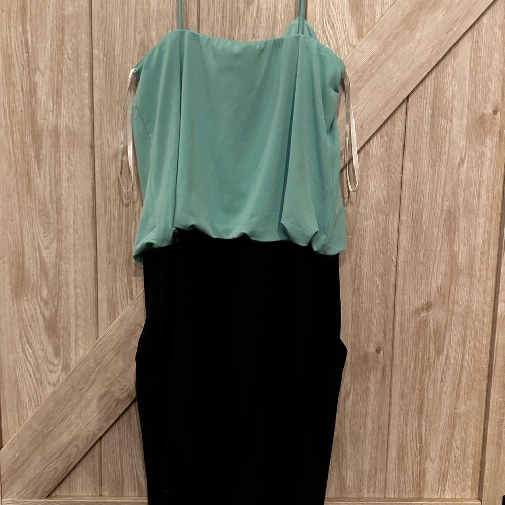 Sweet Storm Strapless Teal and Black Dress